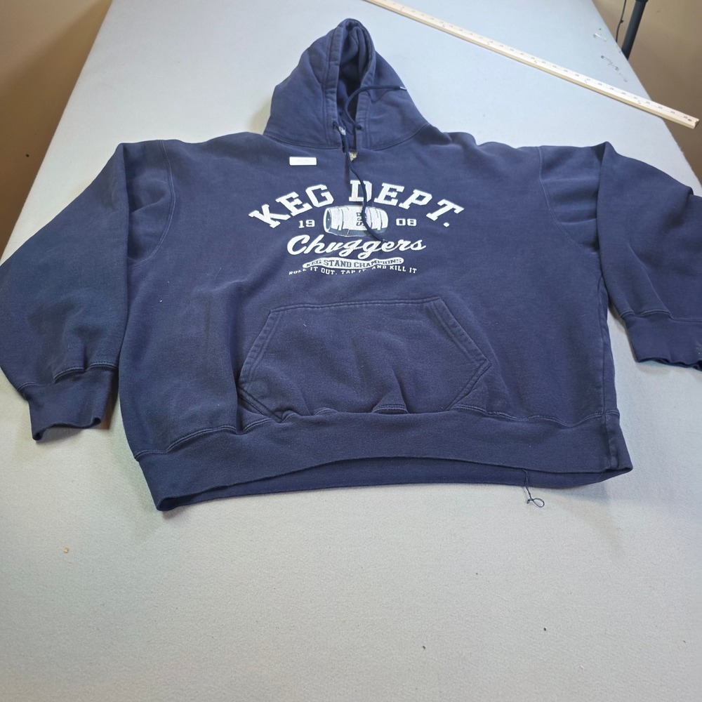 Steve and Barrys Keg Dept Chuggers Navy Blue Distressed Hoodie Mens XL